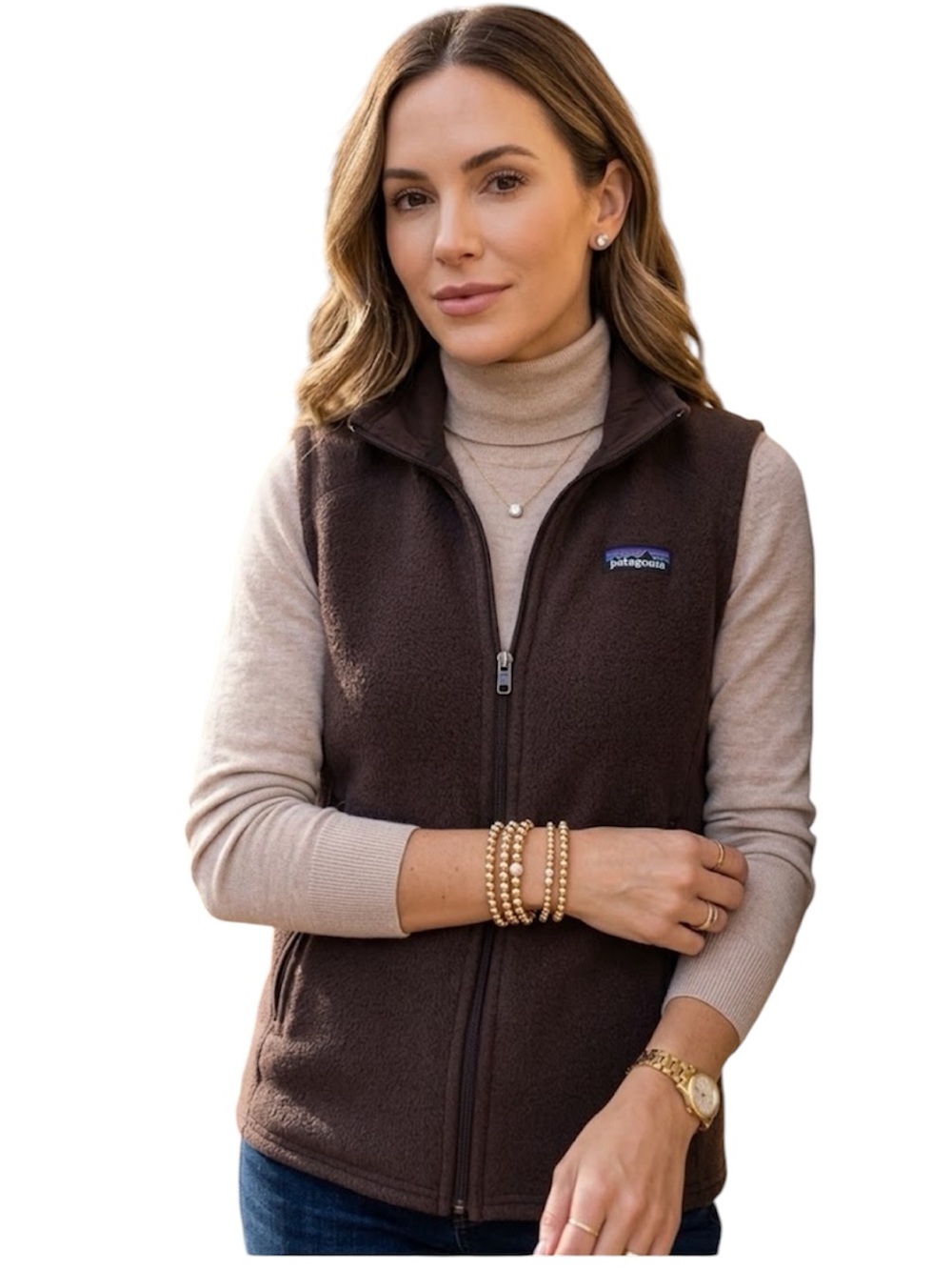 Patagonia Women's Dark Brown Fleece Vest - Zippered Front